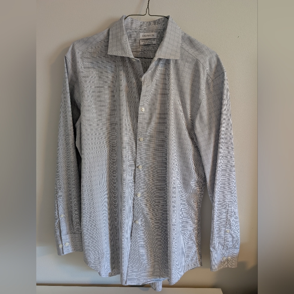 Calvin Klein Light Gray Patterned Dress Shirt